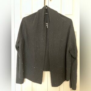 Eileen Fisher 100% Merino Wool Lightweight Cardigan Black Sz PM Office Formal